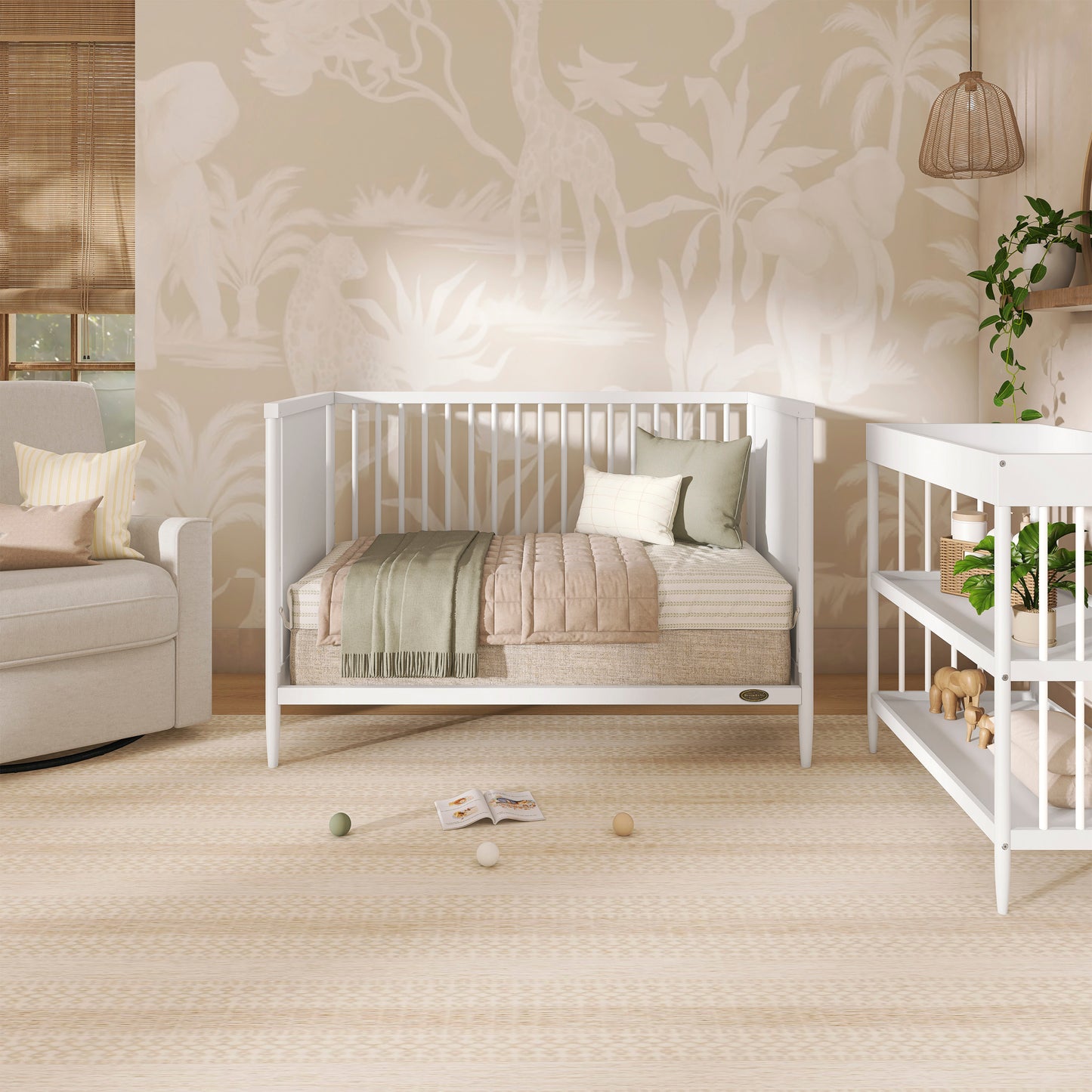 Dream On Me Clover 4-in-1 Modern Island Crib with Rounded Spindles