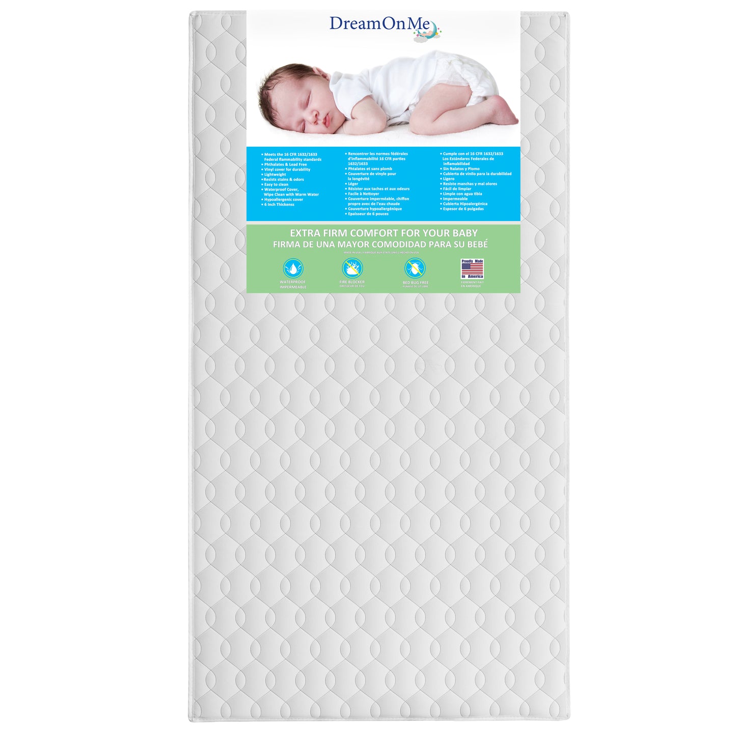 Dream On Me Carousel Firm Fiber 6 Inch Crib and Toddler Bed Mattress