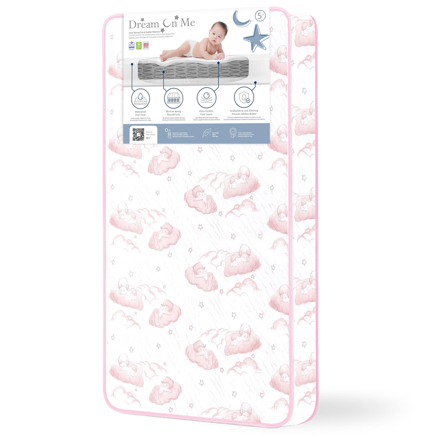 Dream On Me Twilight 5" 80 Coil Spring Crib and Toddler Bed Mattress