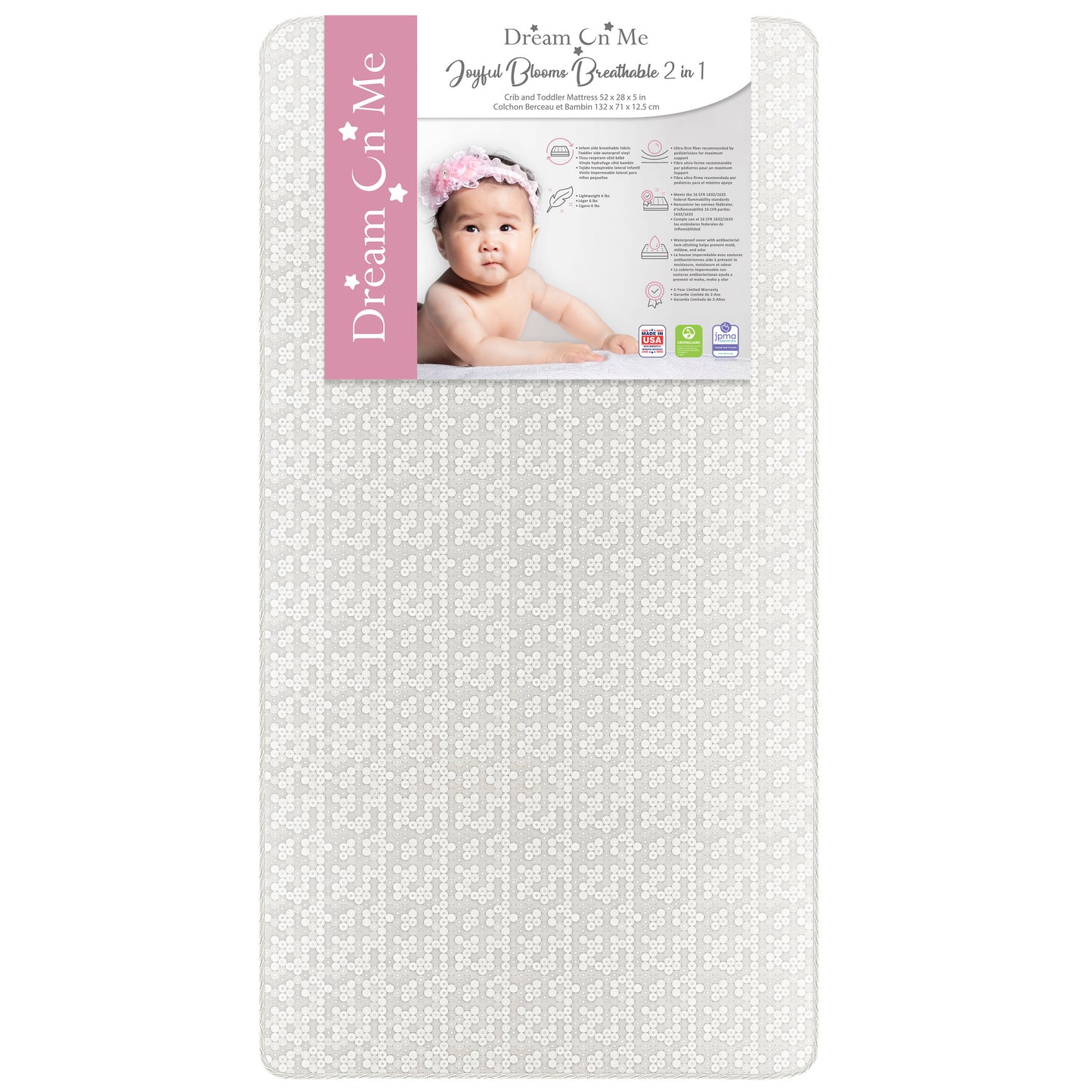Dream On Me Breathable Orthopedic Firm Fiber Standard Crib Mattress