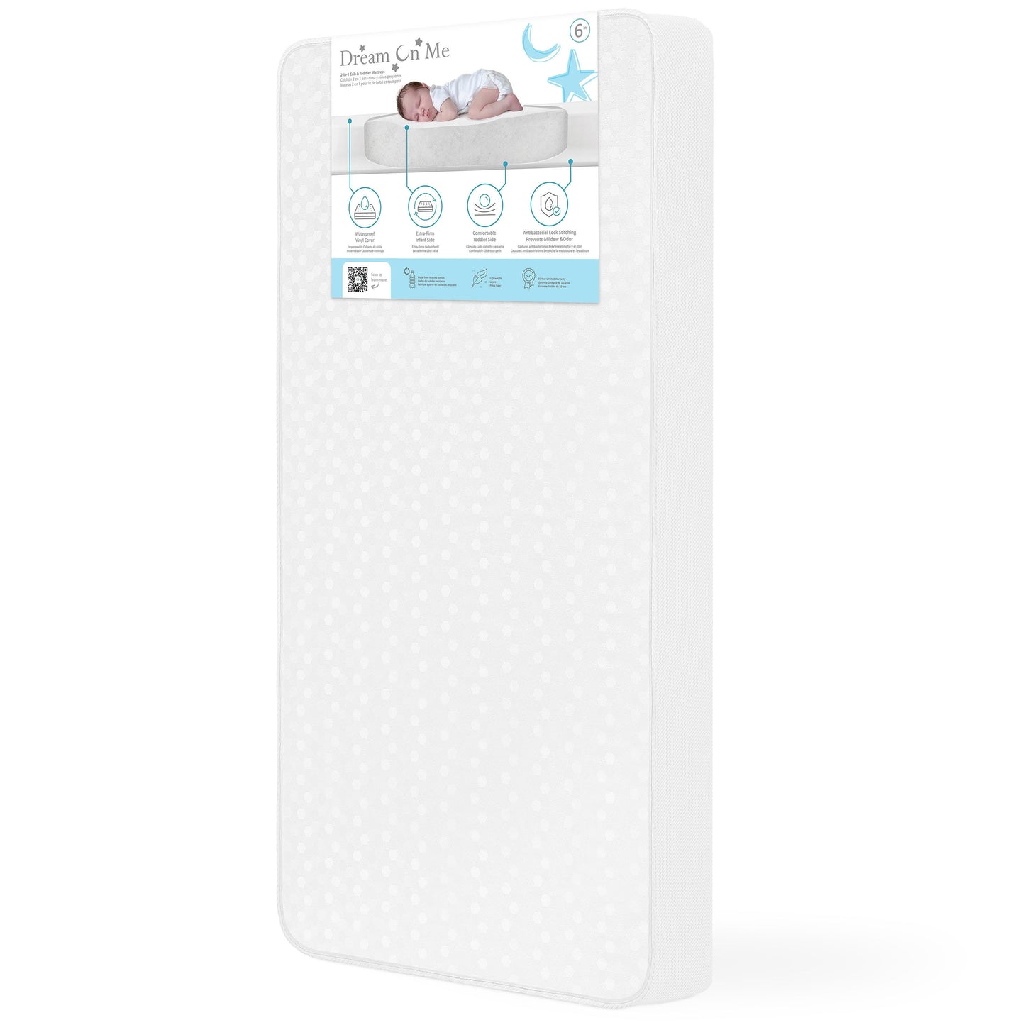 Dream On Me Breathable 6" Full-Size Firm Fiber Crib and Toddler Bed Mattress