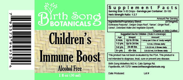 Birth Song Botanicals Co. Children's Immune Booster Tincture* with Organic Echinacea 1 oz.