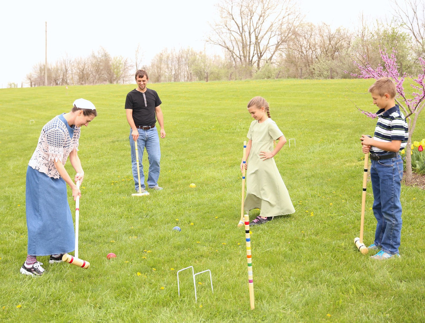 Amish Deluxe Croquet Game Set, 6 Player With Wooden Holder