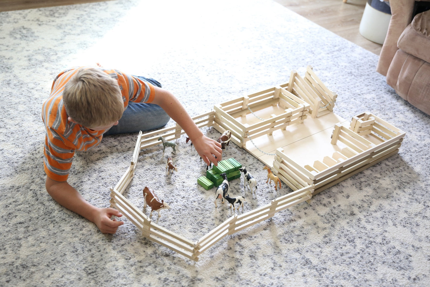Amish Wooden Folding Stock Yard Farm Toy, Unfinished