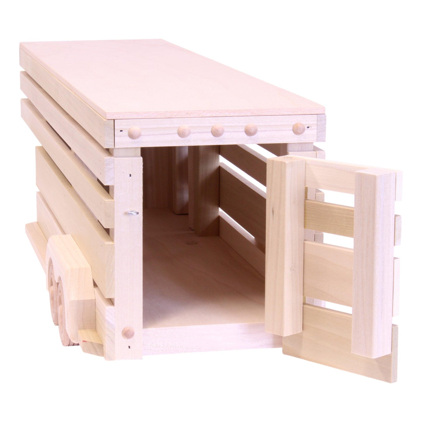 Amish Wooden Toy Pickup and Gooseneck Trailer Set