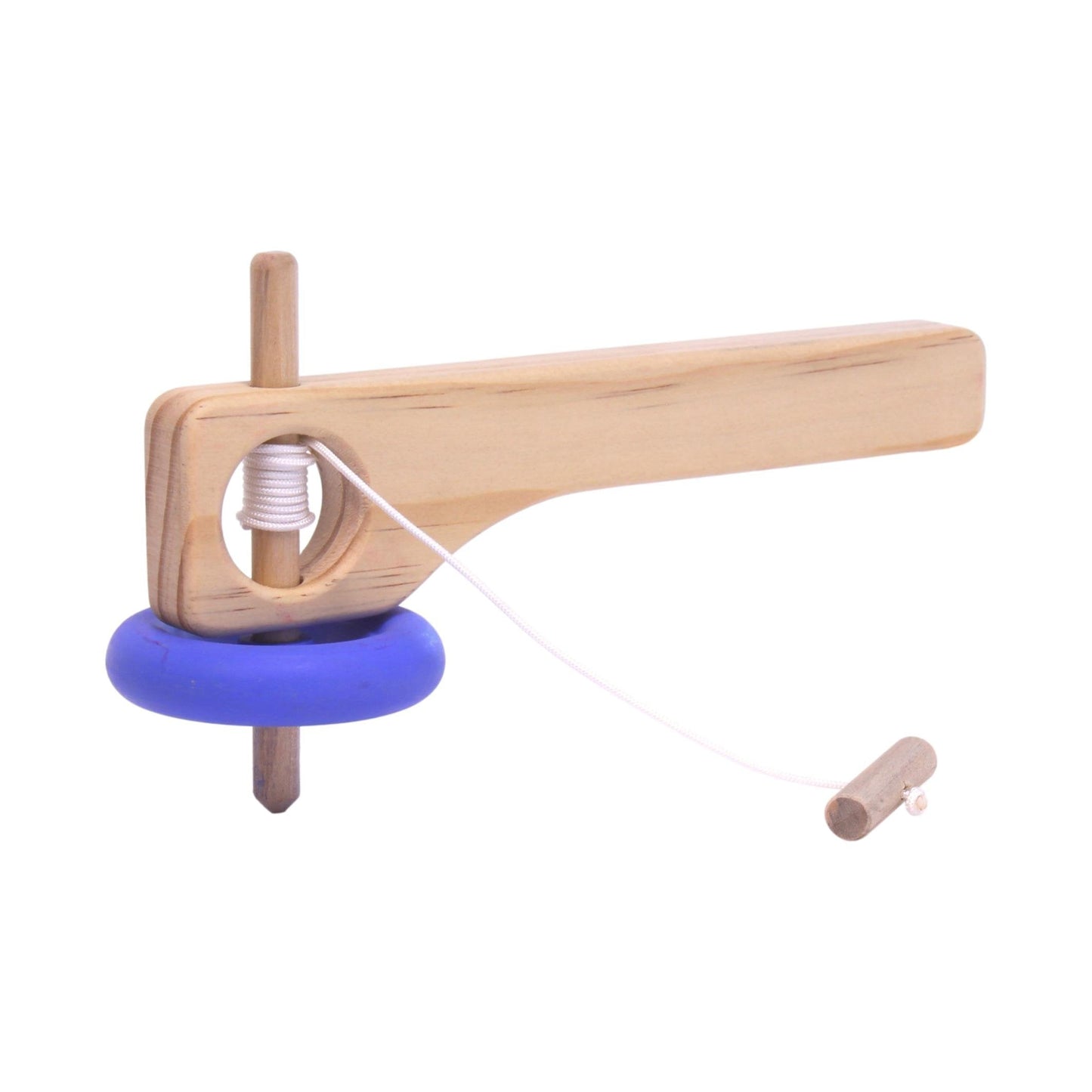 Amish Spinning Wooden Top Toy with Handle and Pull String
