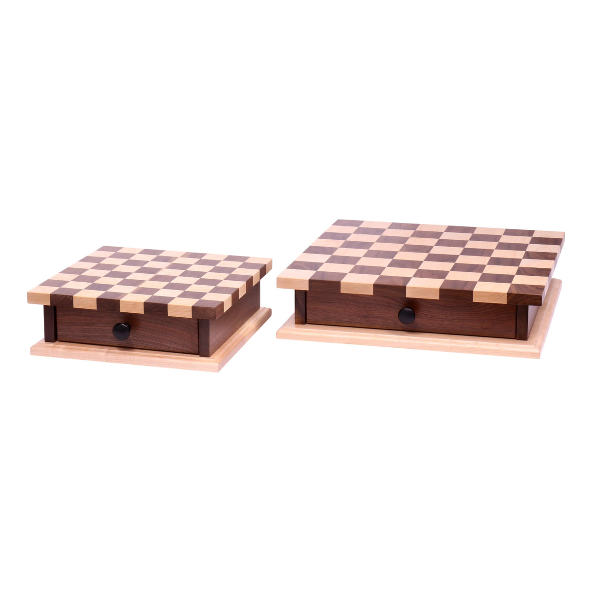 Amish Deluxe Chess/Checkers Wooden Game Board Set - With Pullout Drawer