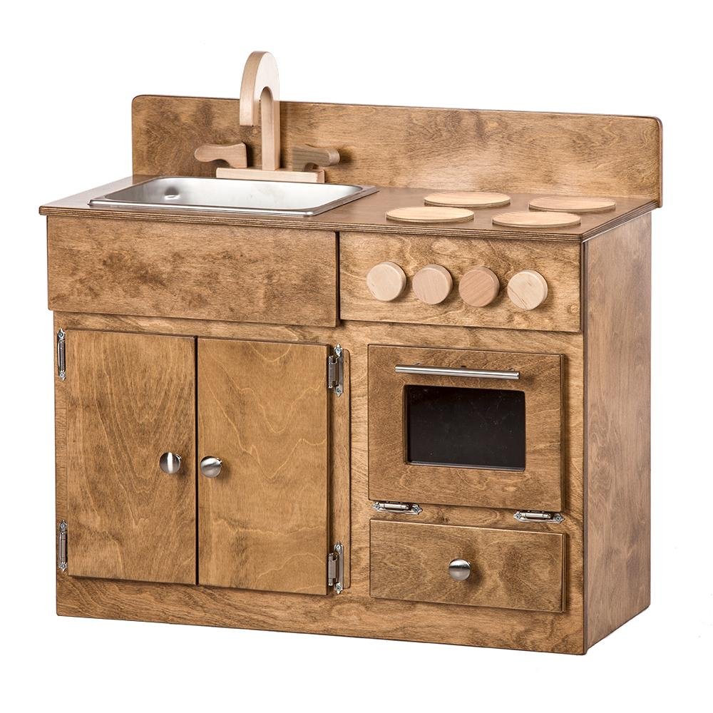 Amish Child'S Wooden Stove And Sink Combo Playset Toy