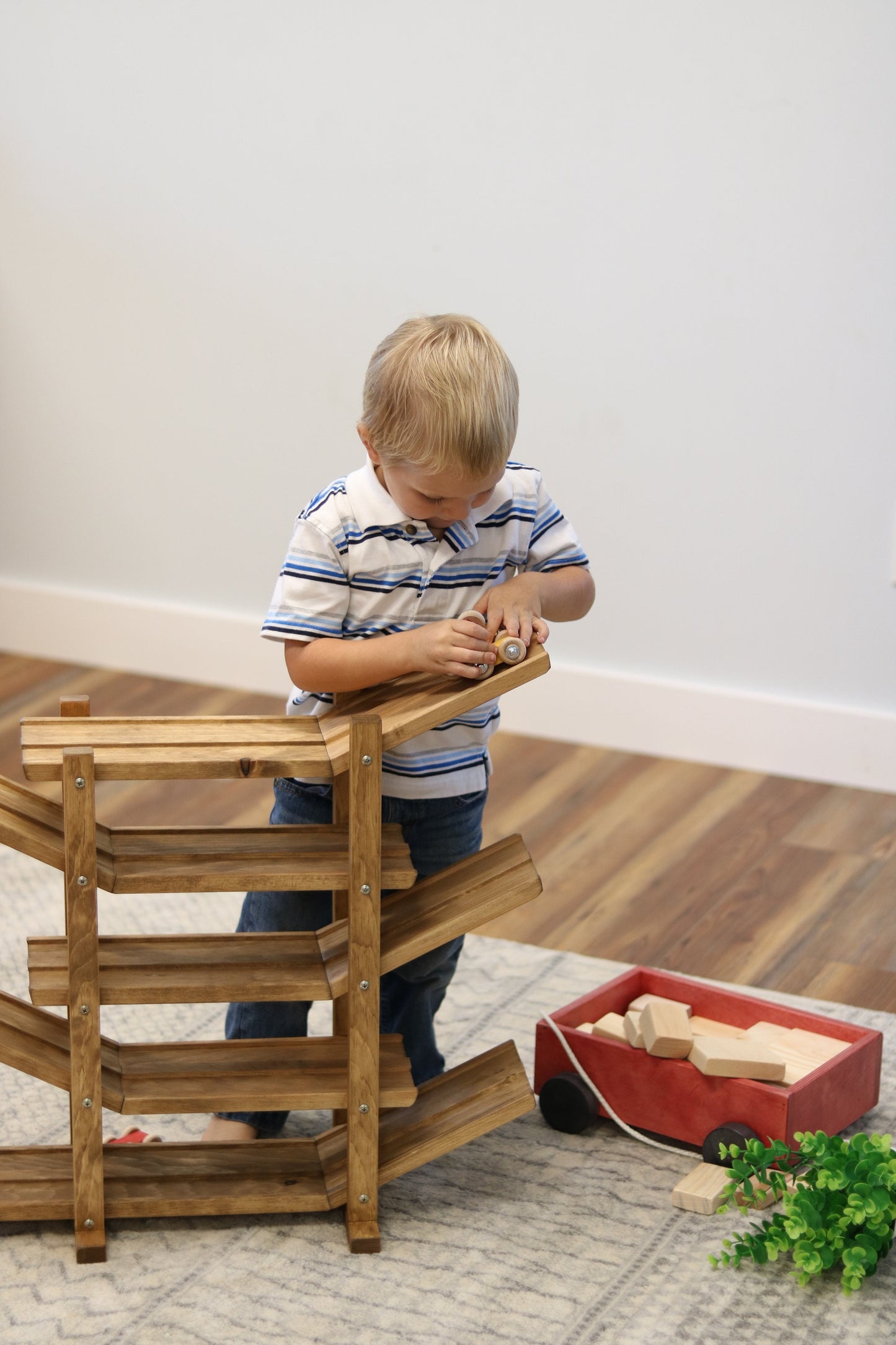 Amish, Handcrafted Wooden Car Roller Racetrack Action Toy
