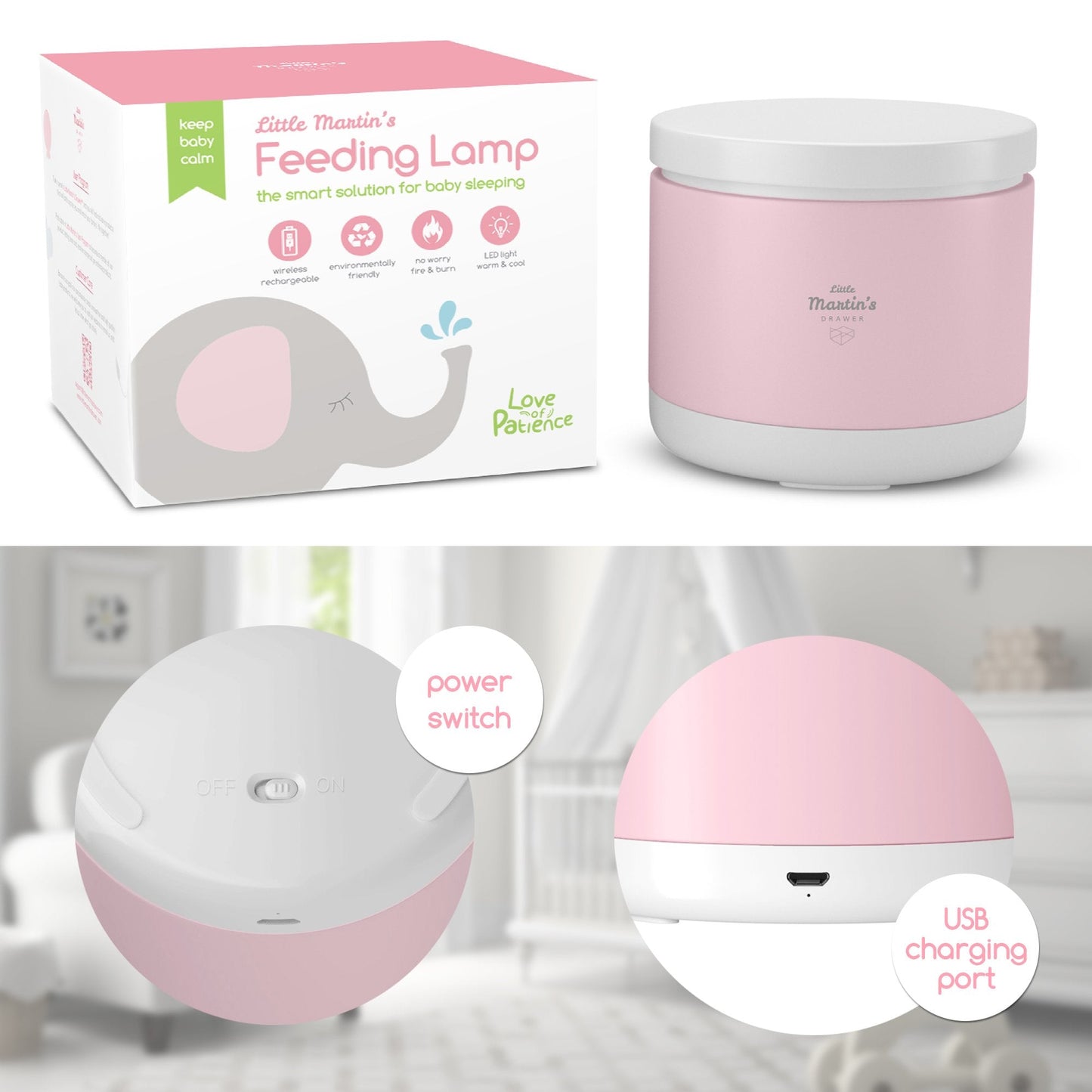 Little Martin’s Night Light for Baby Breastfeeding (Blue/Pink)