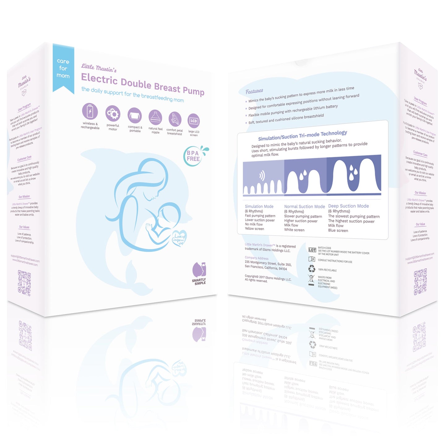 Little Martin’s Electric Double Breast Pump With Rechargeable Battery (Blue/Pink)