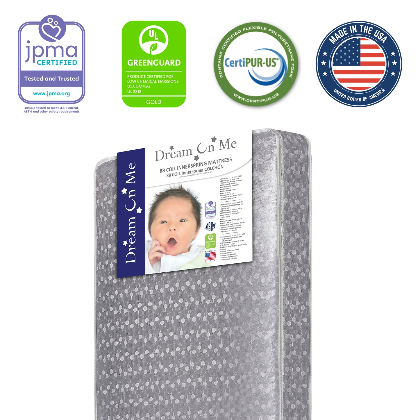 Dream On Me Superior Slumber 6 Inch 112 Coil Inner Spring Crib And Toddler Mattress