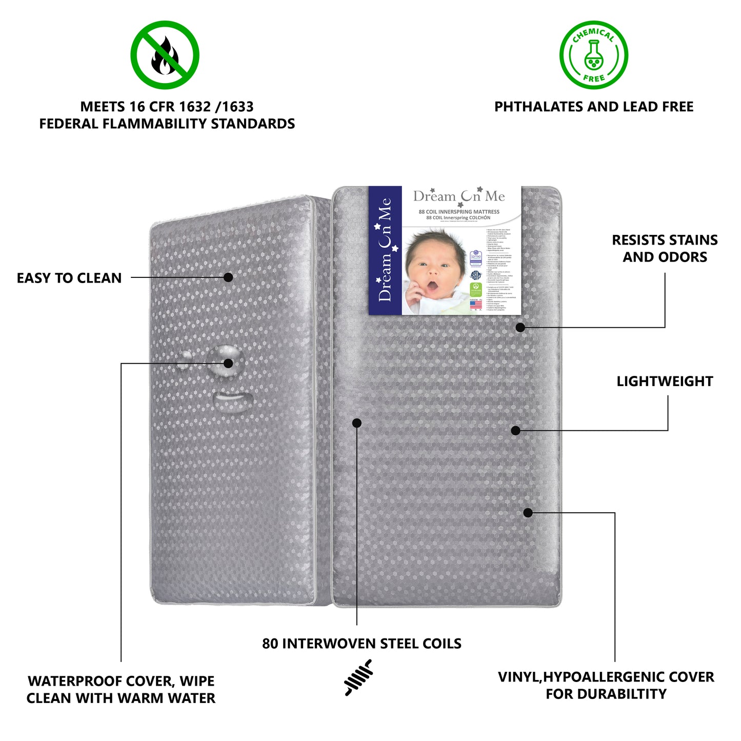 Dream On Me Superior Slumber 6 Inch 112 Coil Inner Spring Crib And Toddler Mattress