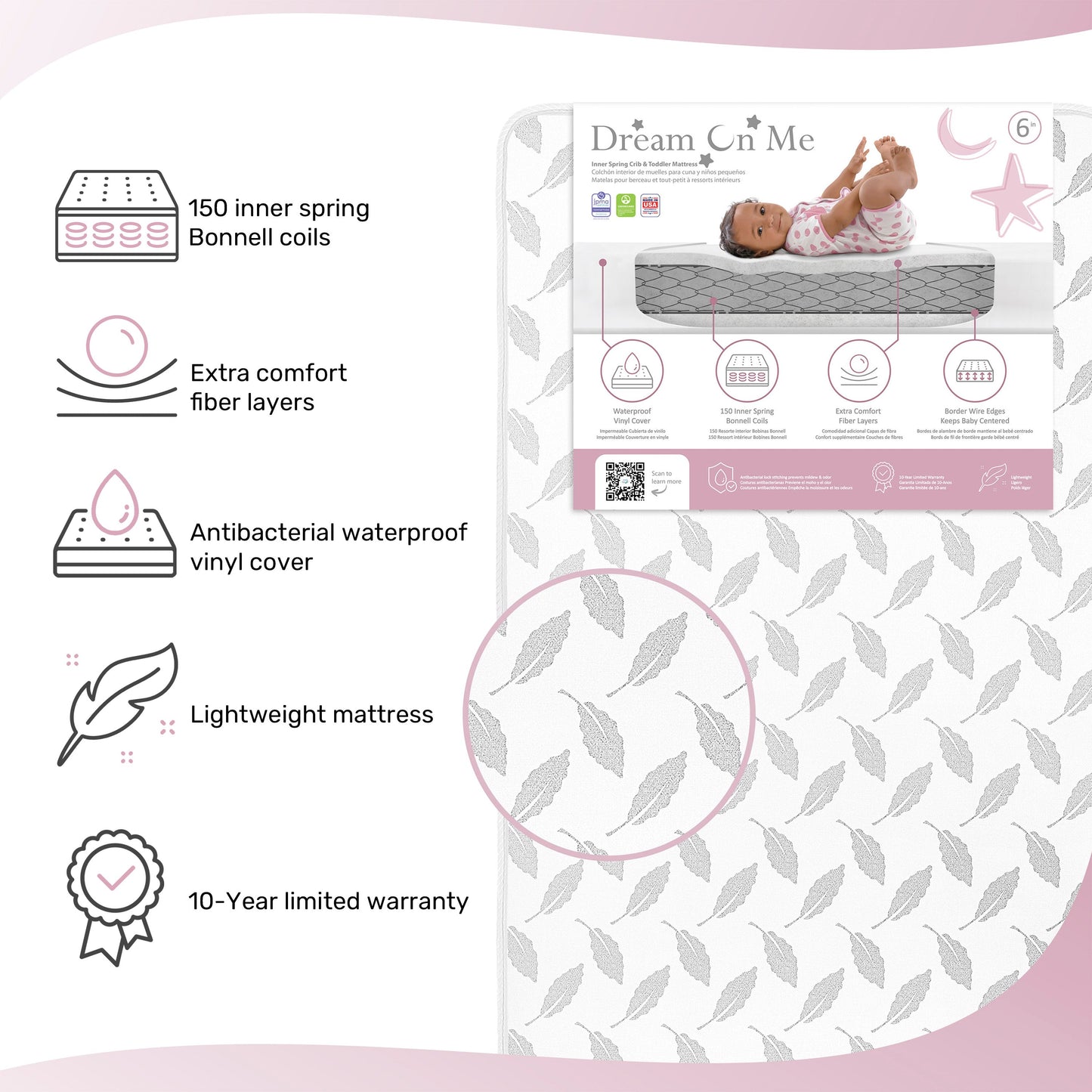 Dream On Me Flora Premium Coil Inner Spring Crib & Toddler Bed Mattress