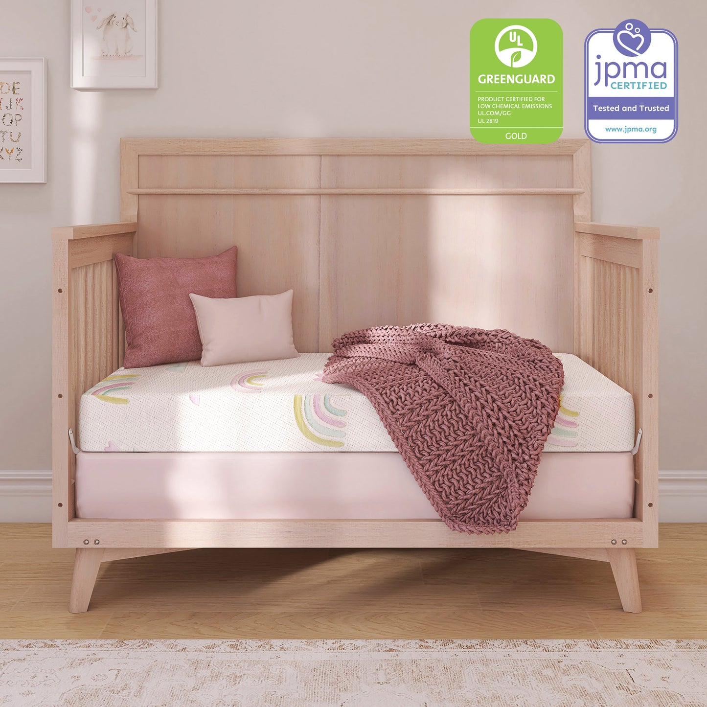 Dream On Me Coil Inner Spring Over The Rainbow Crib & Toddler Mattress