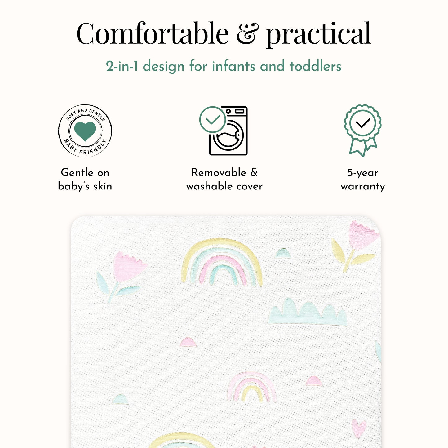 Dream On Me Coil Inner Spring Over The Rainbow Crib & Toddler Mattress