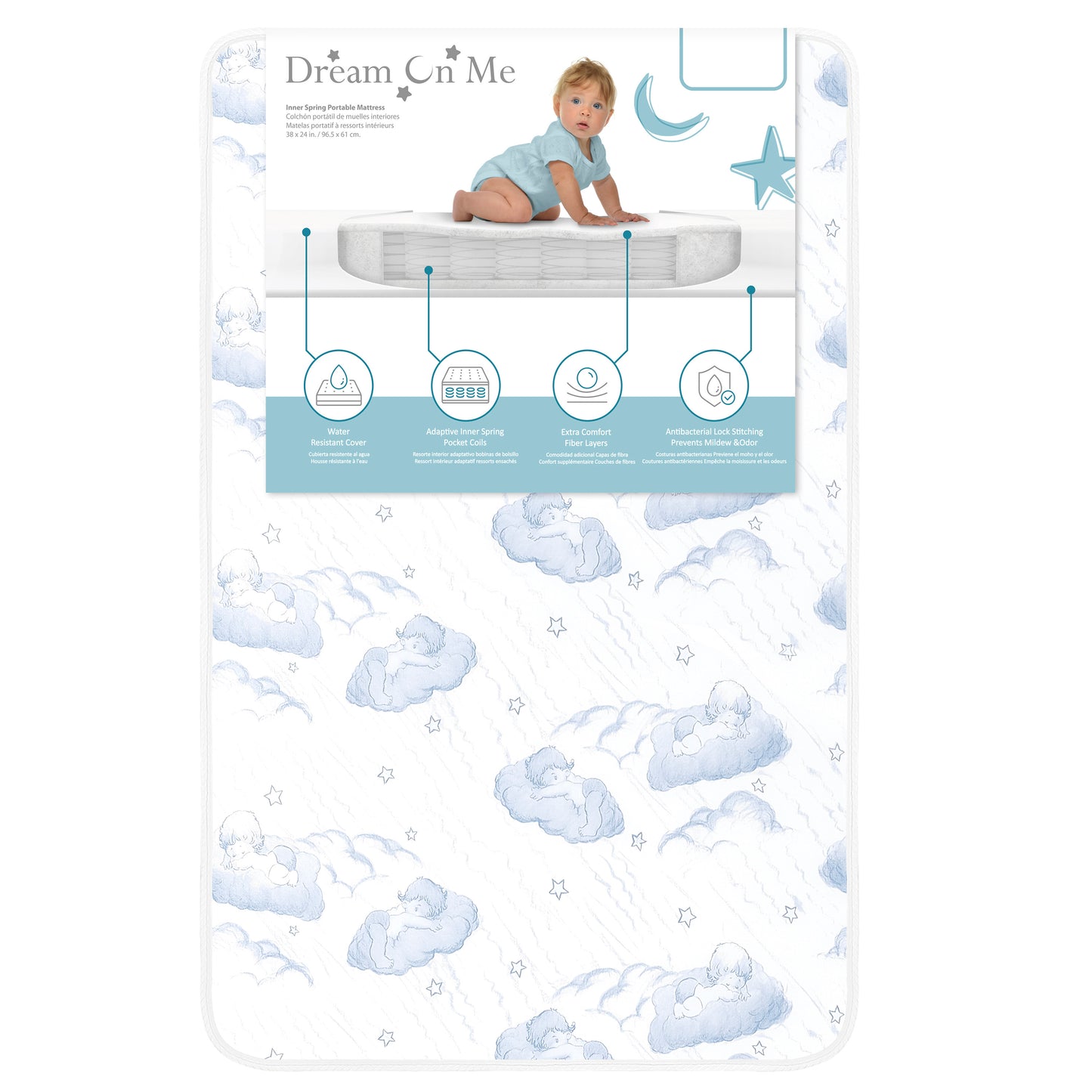Dream On Me Star-Burst 3" Spring Coil Portable Mini Crib Mattress