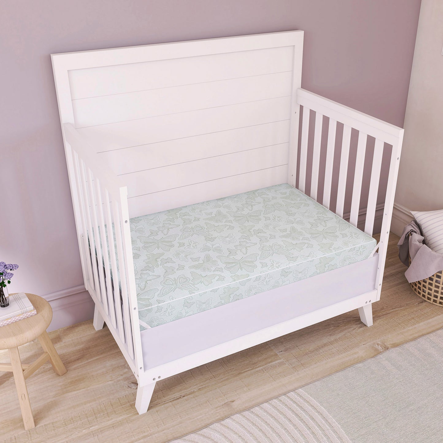 Dream On Me Butterfly 3 Inch Two-Sided Fiber Portable Mini Crib Mattress