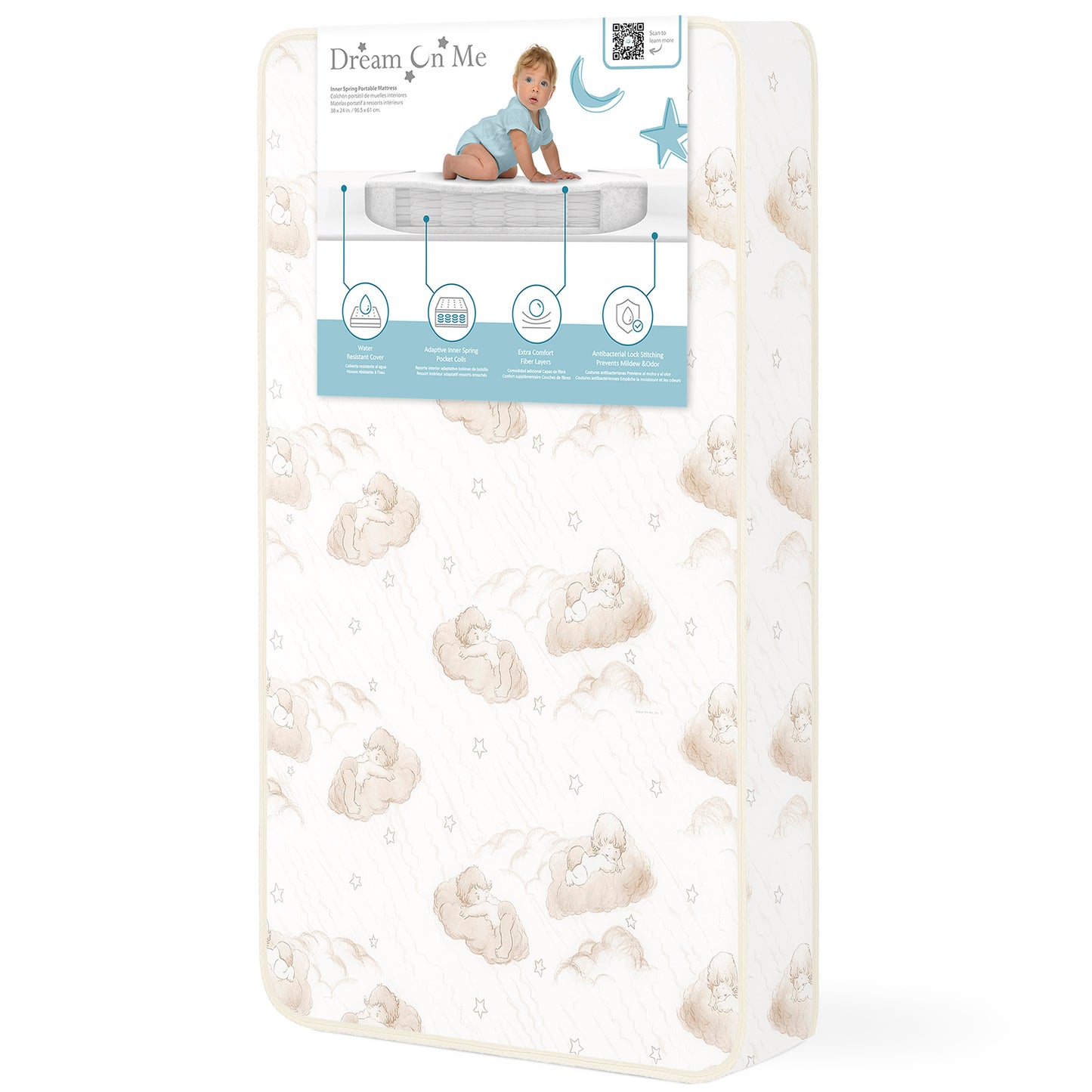 Dream On Me Iris 3" Spring Coil Portable Mini Crib Mattress