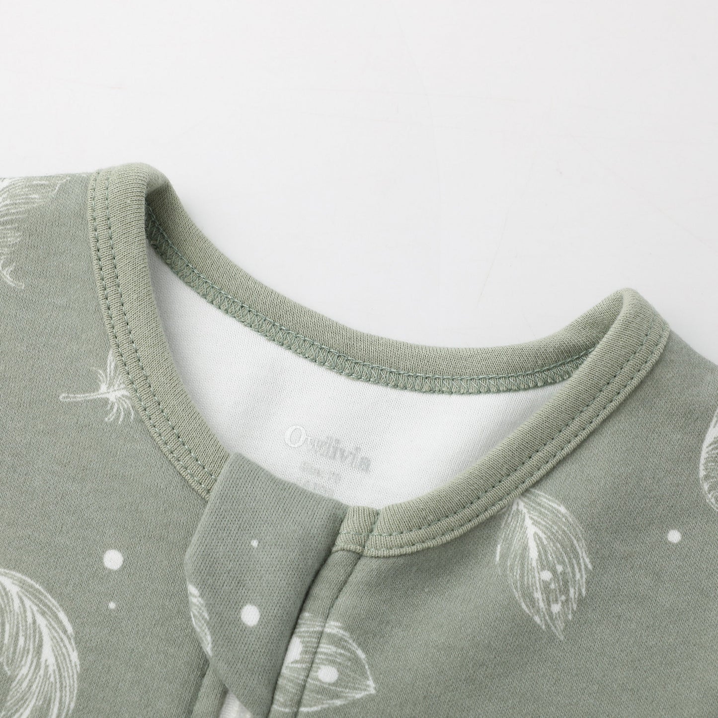 100% Organic Cotton 1.0 Tog Sleeping Bag with Legs Sleeveless Wearable Blanket- Green Feather