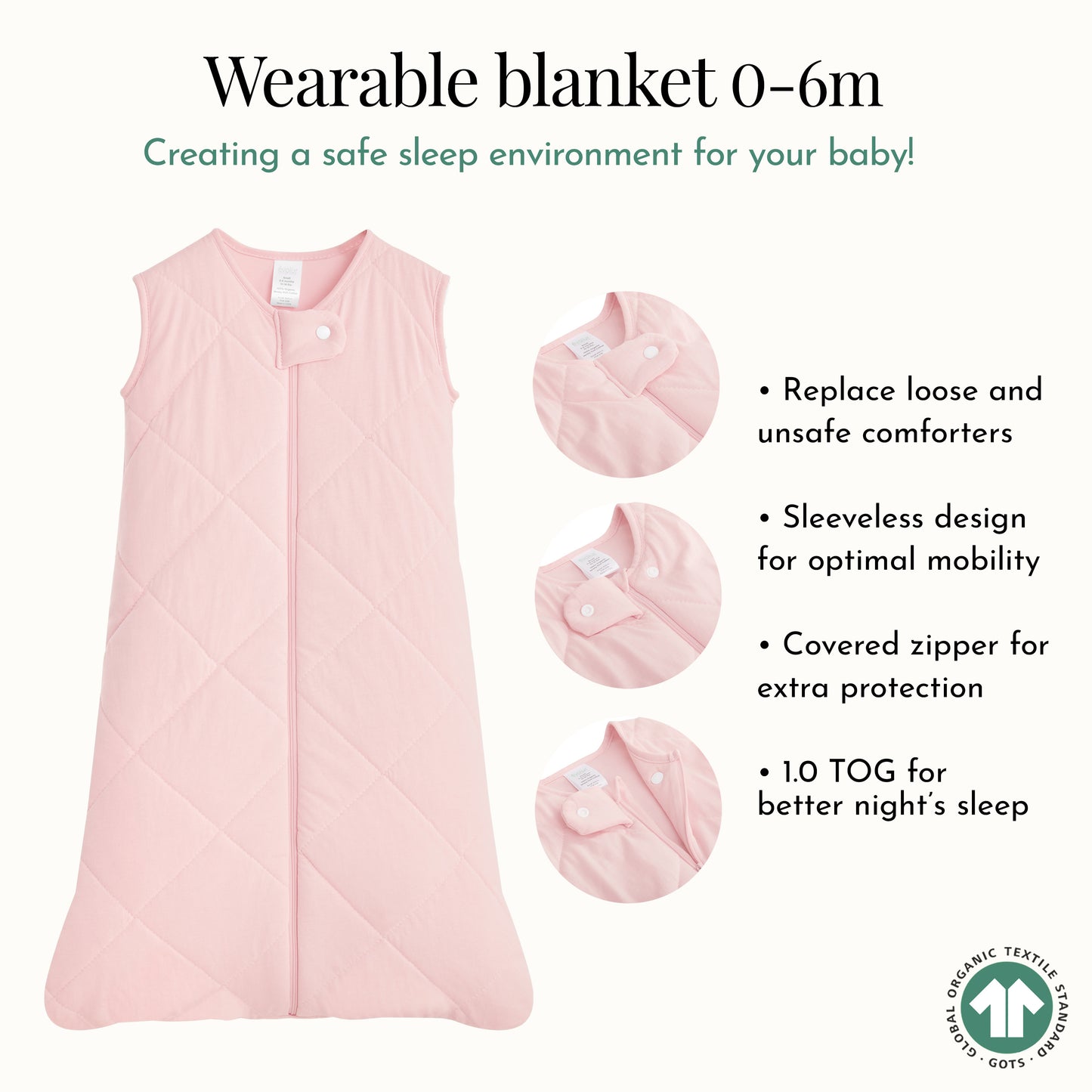 Evolur Baby Pink & Heart Print 3 Piece Mini Crib Bedding Set