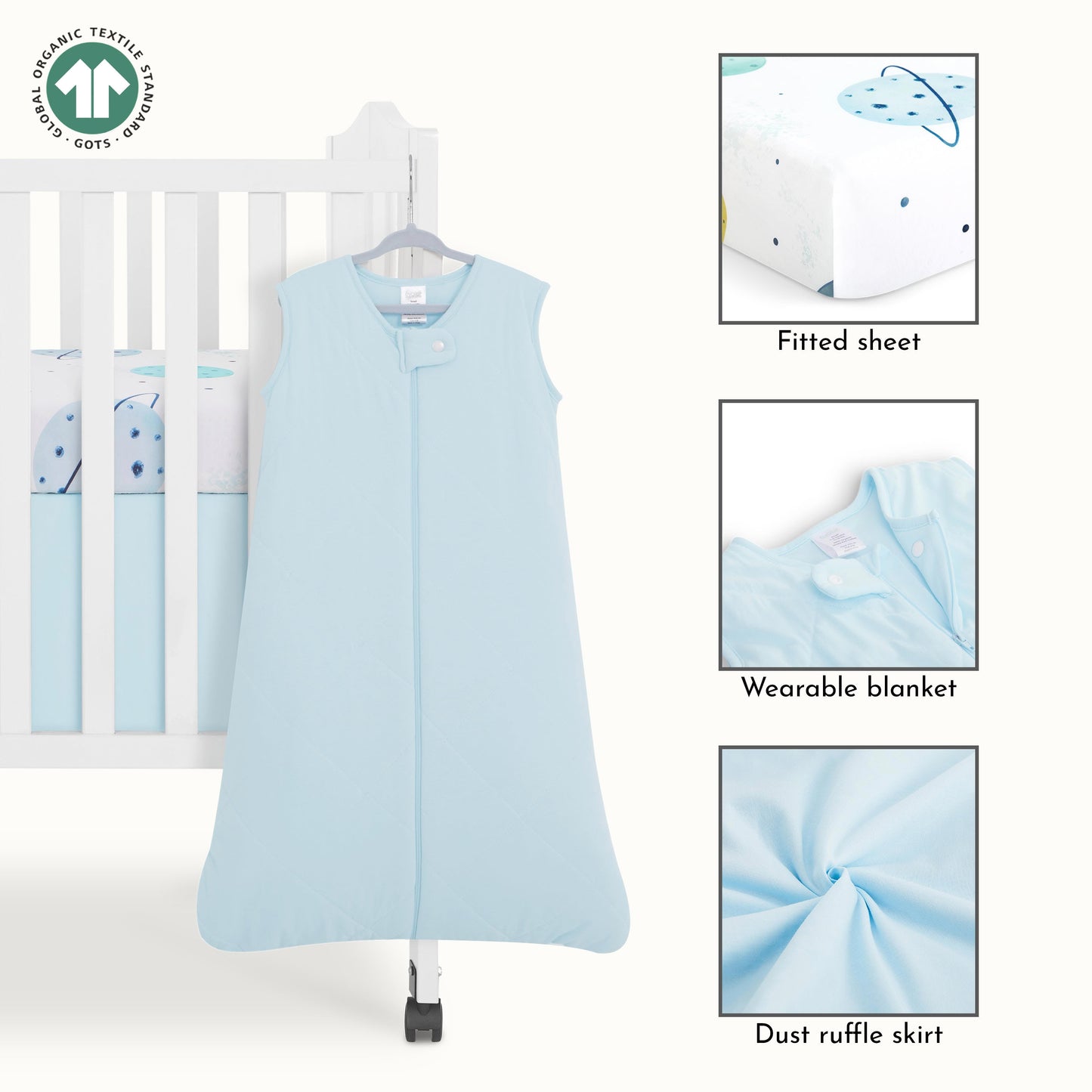 Evolur Space Adventure 3 Piece Mini Crib Bedding Set