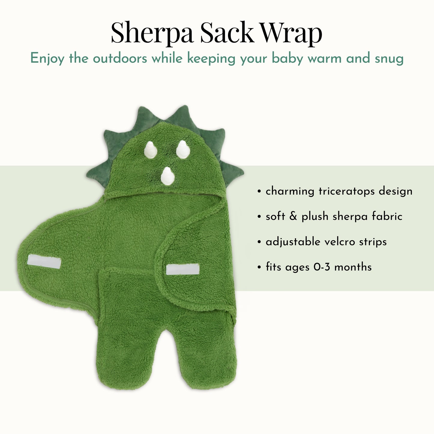 Evolur Roar & Snore 3 pc Gift Set - Sherpa Sack Wrap, Bamboo Muslin Wrap & Velour Blanket