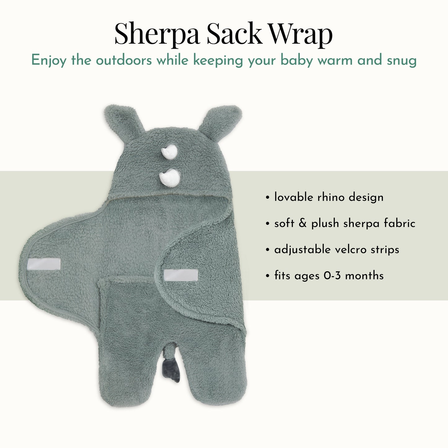 Evolur Safari Snuggles 3 pc Gift Set - Sherpa Sack Wrap, Bamboo Muslin Wrap & Velour Blanket