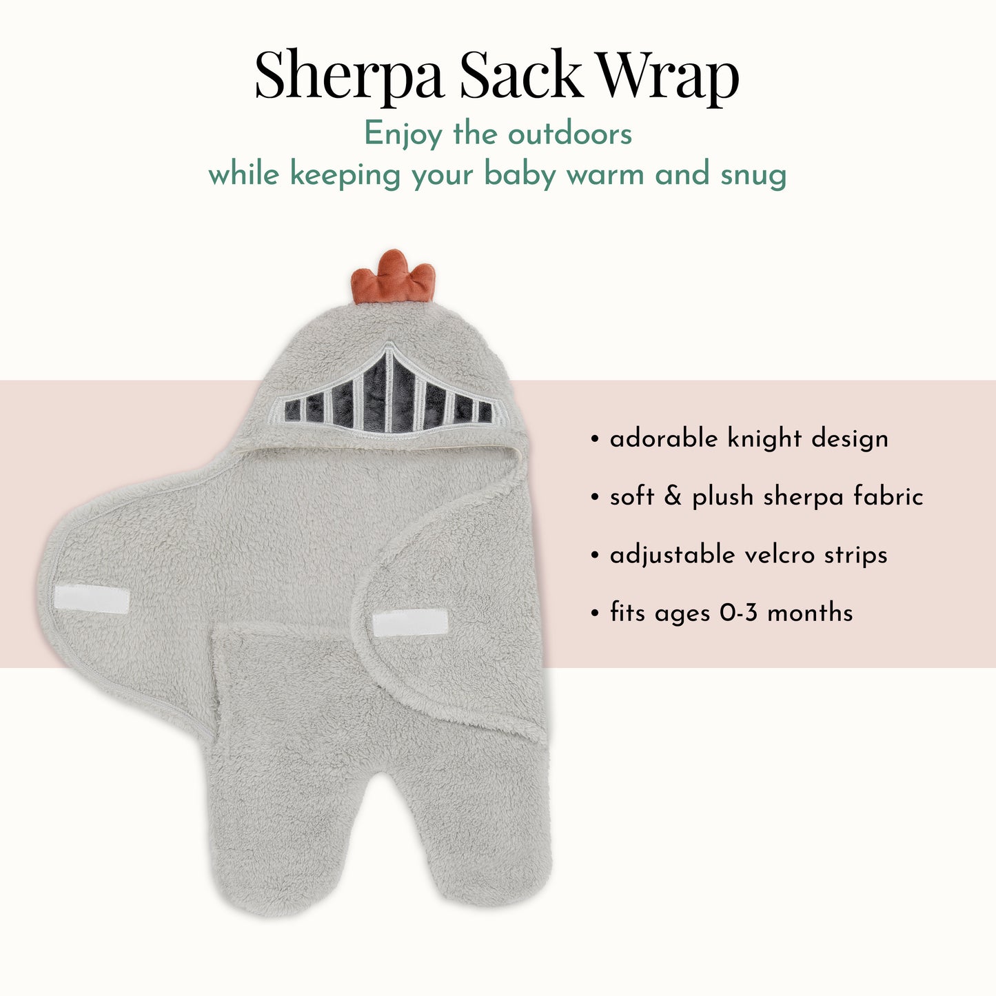Evolur Good Knight 3 pc Gift Set - Sherpa Sack Wrap, Bamboo Muslin Wrap & Velour Blanket