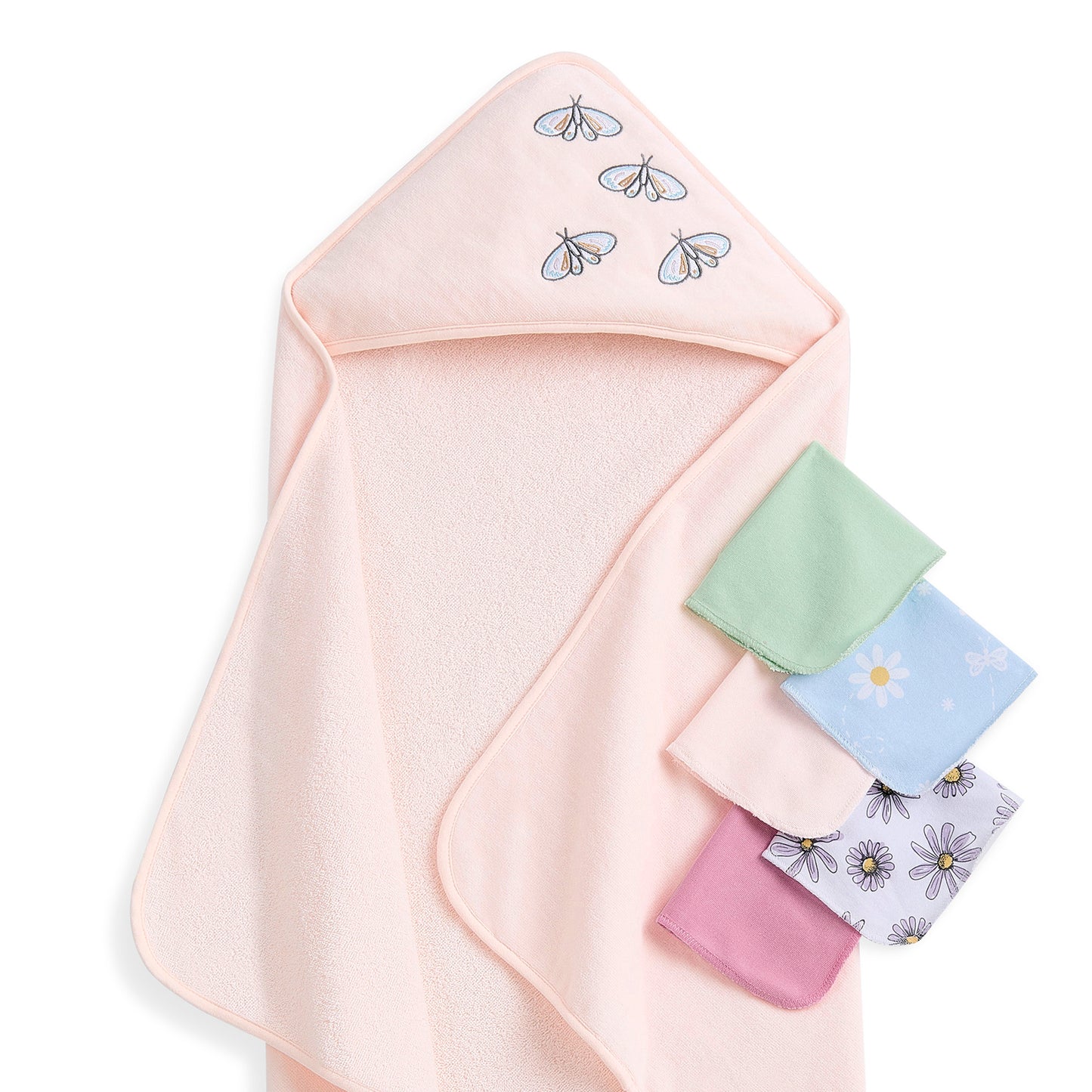 Evolur Secret Garden 6 pc Gift Set - Hooded Towel & 5pc Wash Cloths