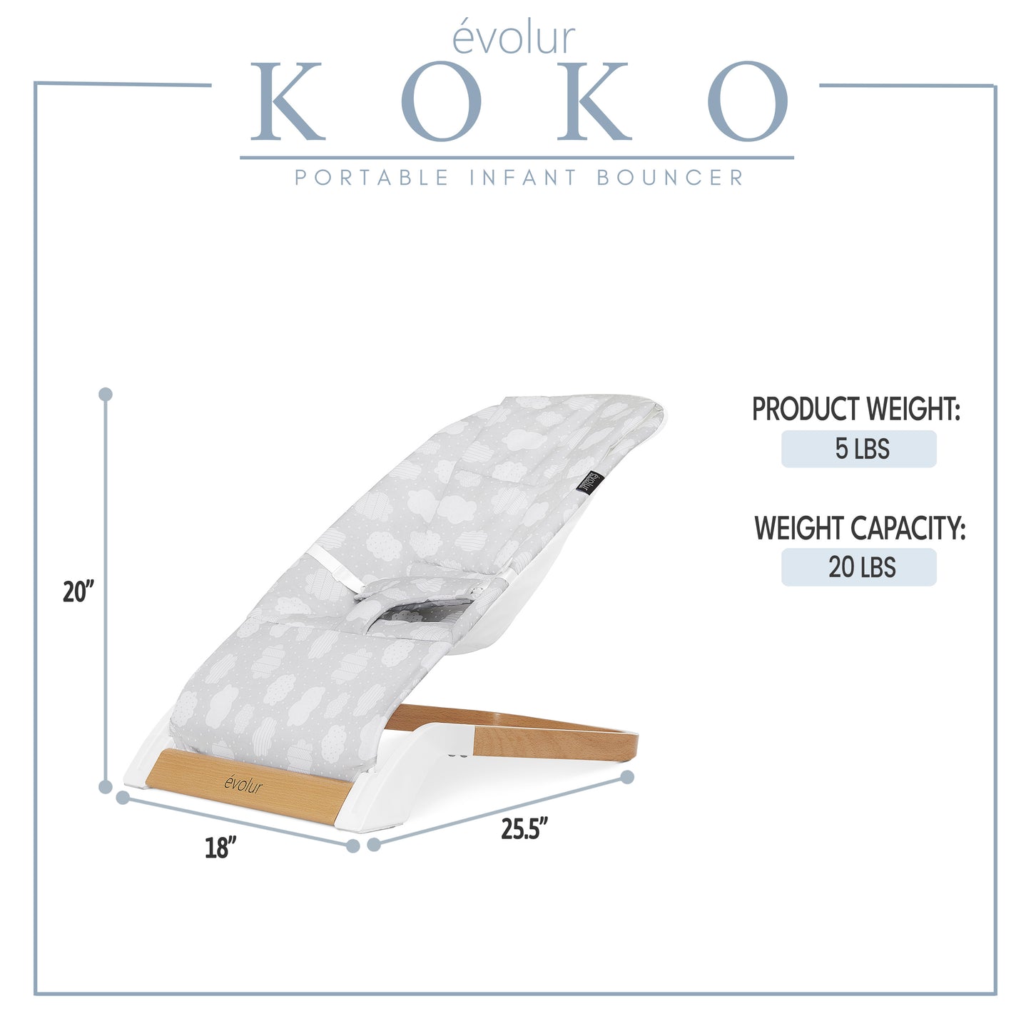 Evolur Koko Portable Infant Bouncer