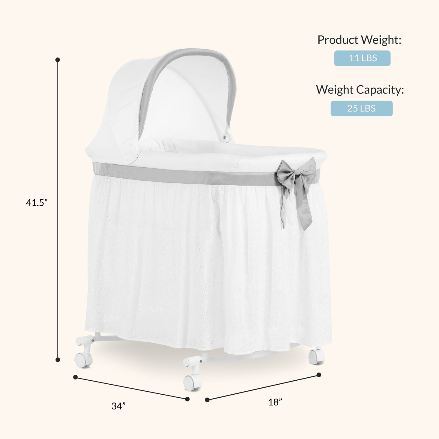Dream On Me Montreal Portable 2-In-1 Bassinet