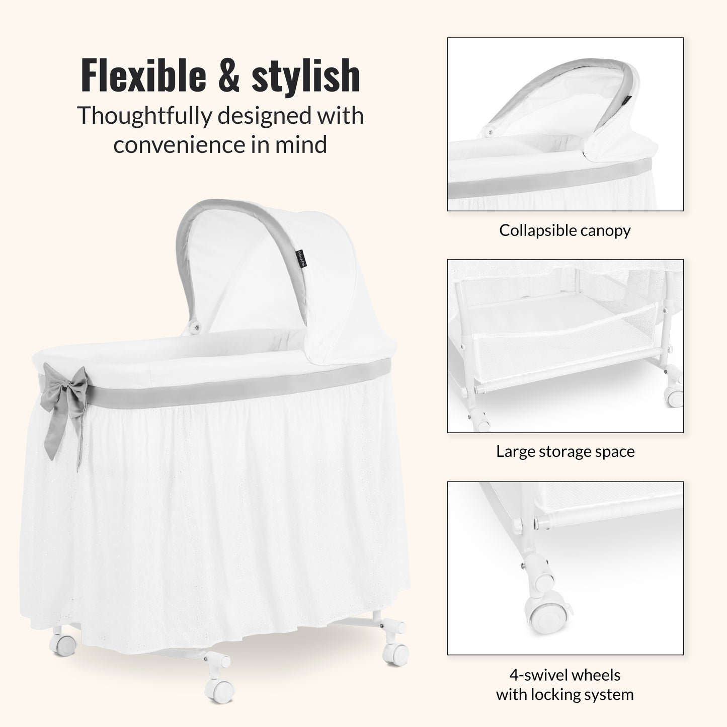Dream On Me Montreal Portable 2-In-1 Bassinet