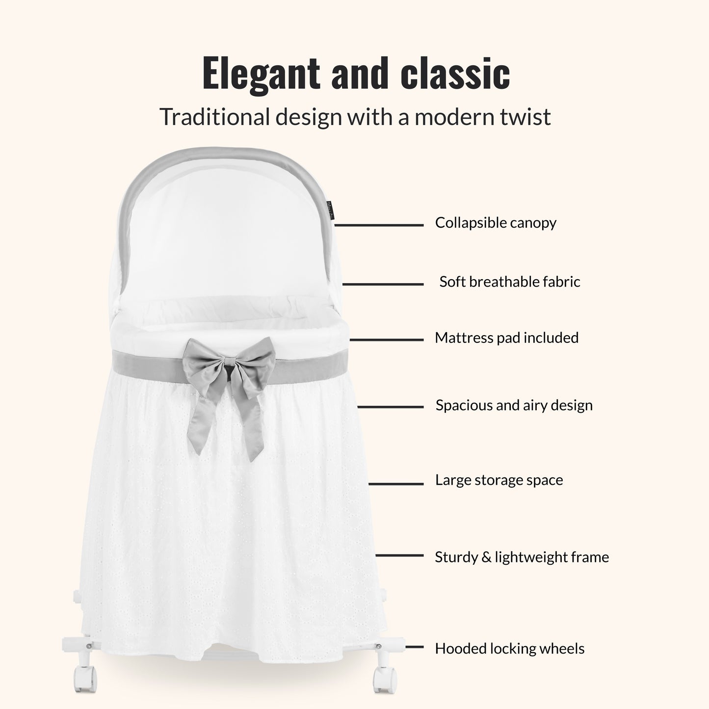 Dream On Me Montreal Portable 2-In-1 Bassinet