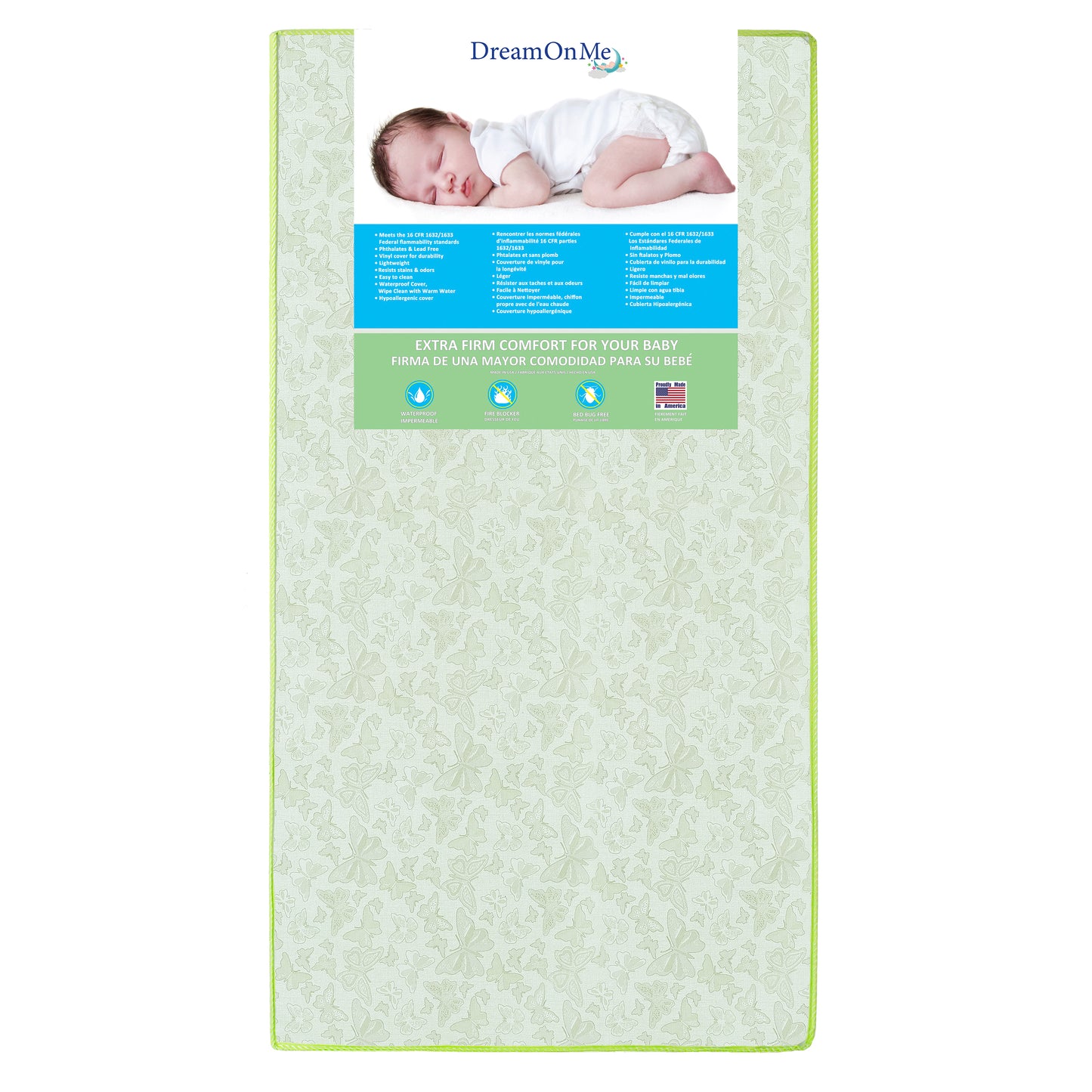 Dream On Me Little Butterflies 2-in-1 Crib and Toddler Bed Mattress