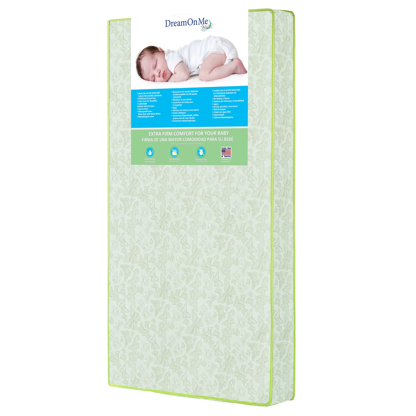 Dream On Me Little Butterflies 2-in-1 Crib and Toddler Bed Mattress