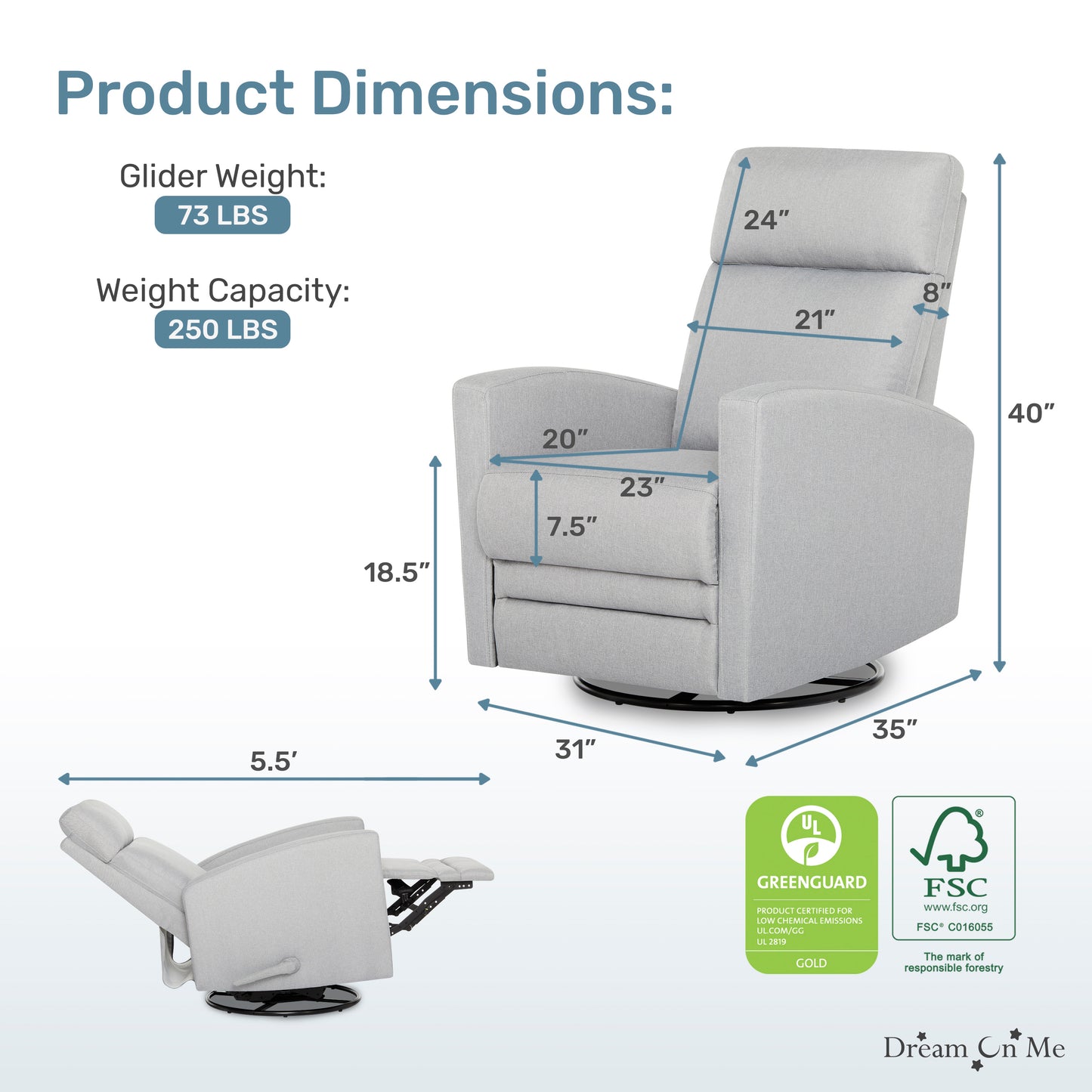Dream On Me Chatham Basic Glider