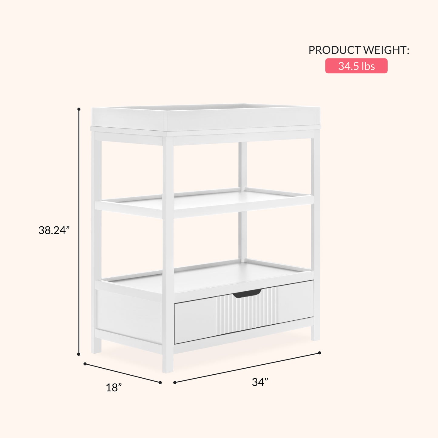 Dream On Me Ivy Baby Changing Table with Storage