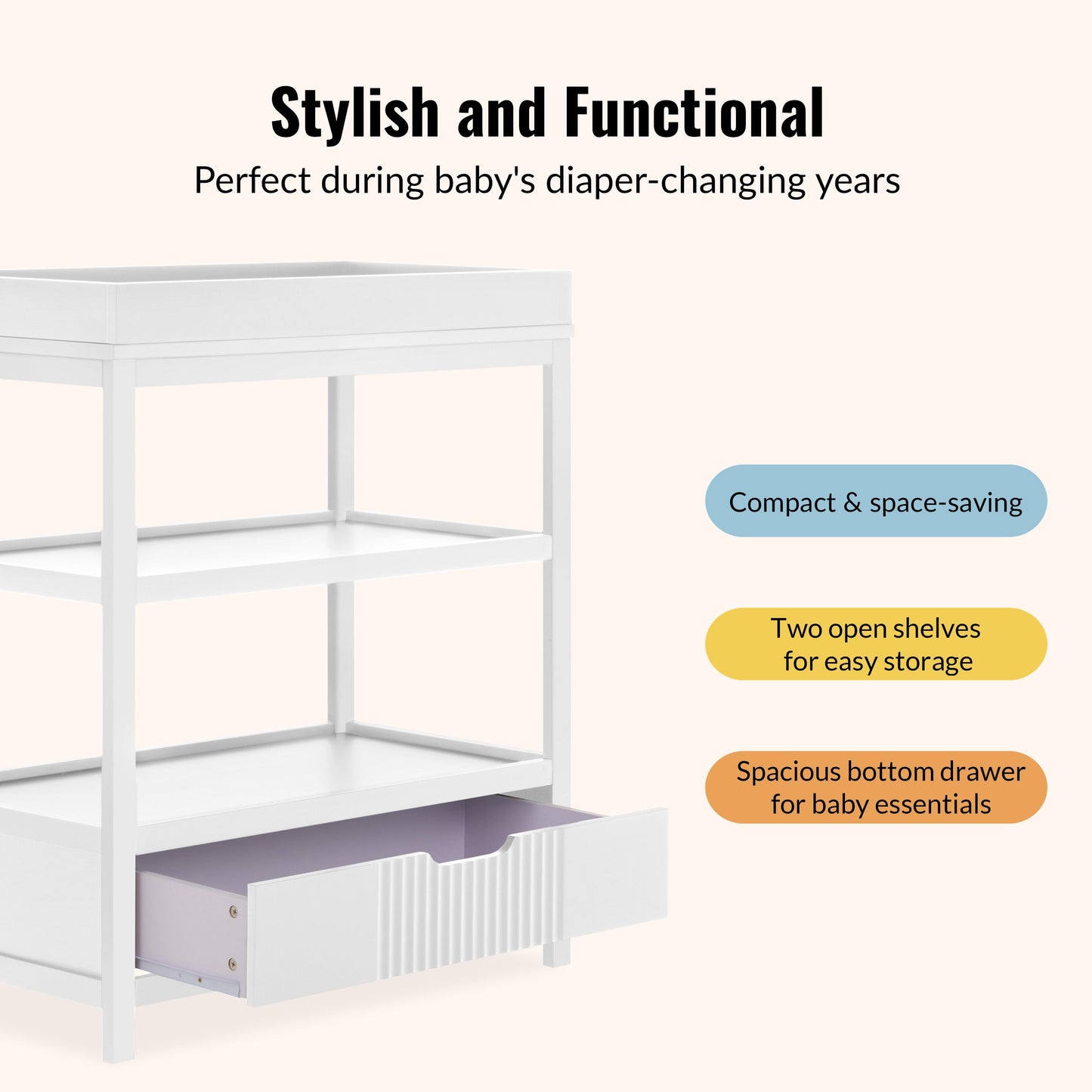 Dream On Me Ivy Baby Changing Table with Storage