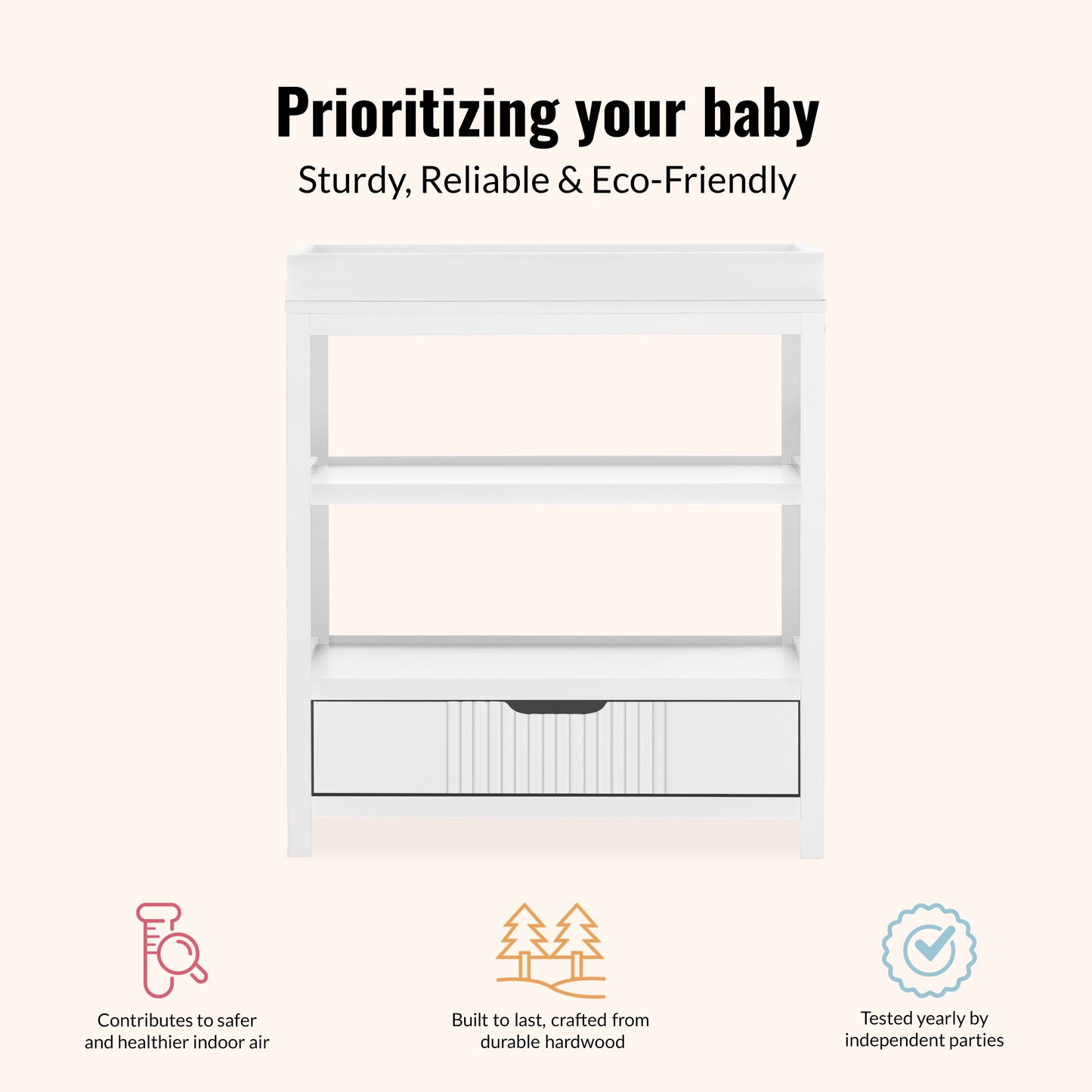 Dream On Me Ivy Baby Changing Table with Storage