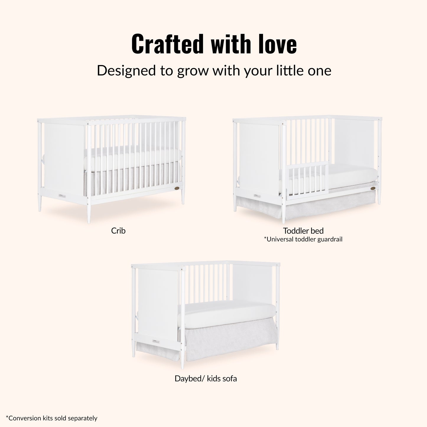 Dream On Me Clover 4-in-1 Modern Island Crib with Rounded Spindles