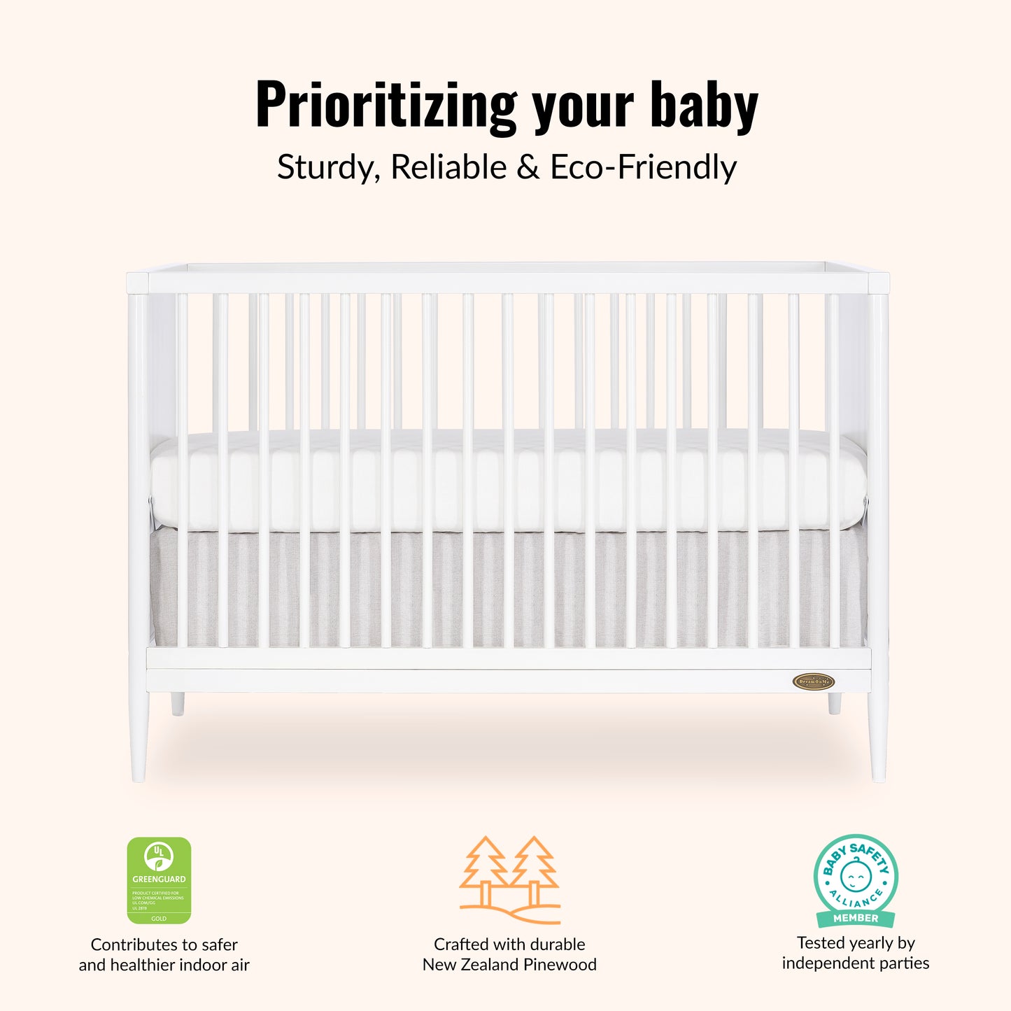 Dream On Me Clover 4-in-1 Modern Island Crib with Rounded Spindles