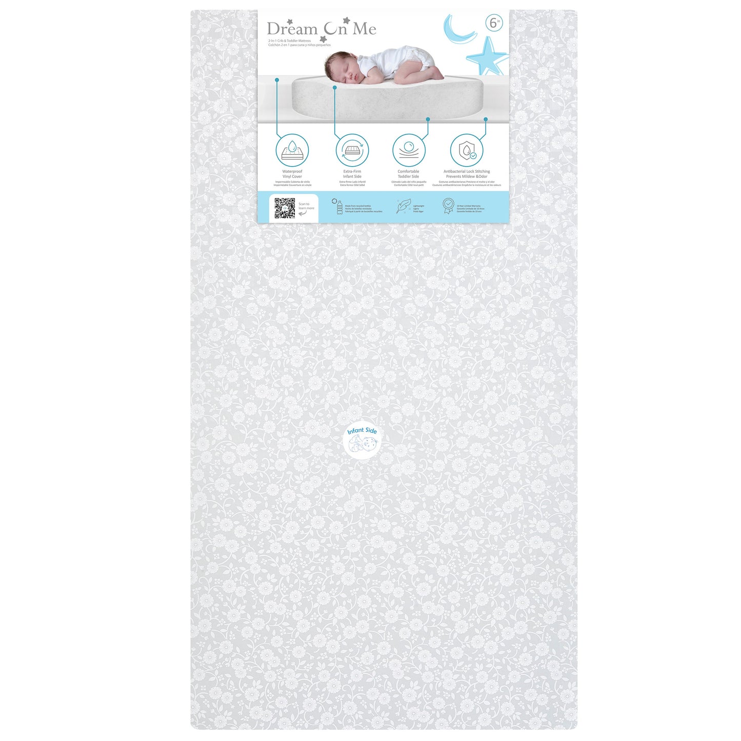 Dream On Me Little Baby 6" Full Size Crib and Toddler Bed Mattress