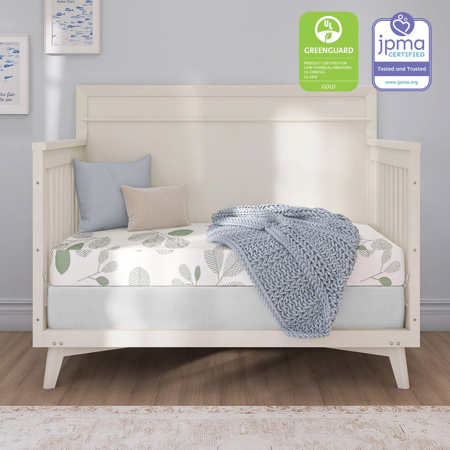 Dream On Me Utopia 2-in-1 Infant & Toddler Mattress, Sage Green/White