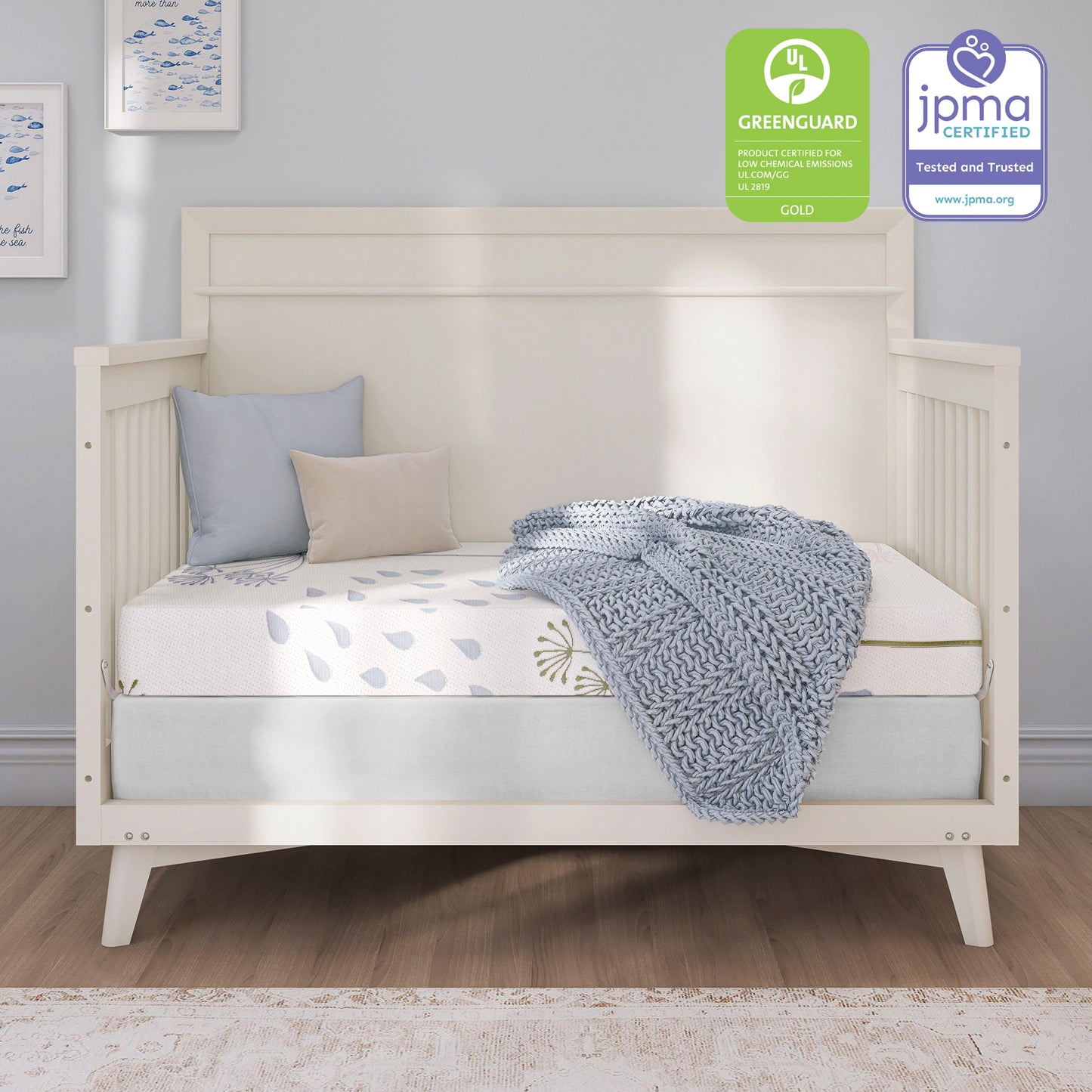 Dream On Me Wildflower 2-in-1 Infant & Toddler Mattress, Floral Print