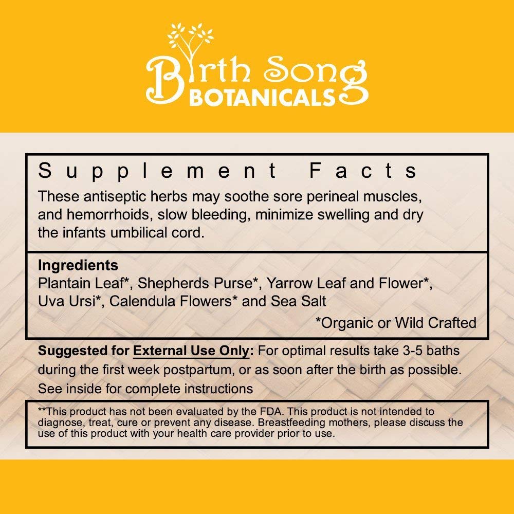 Birth Song Botanicals Co. Herbal Postpartum Bath for After Birth Recovery and Perineal Care
