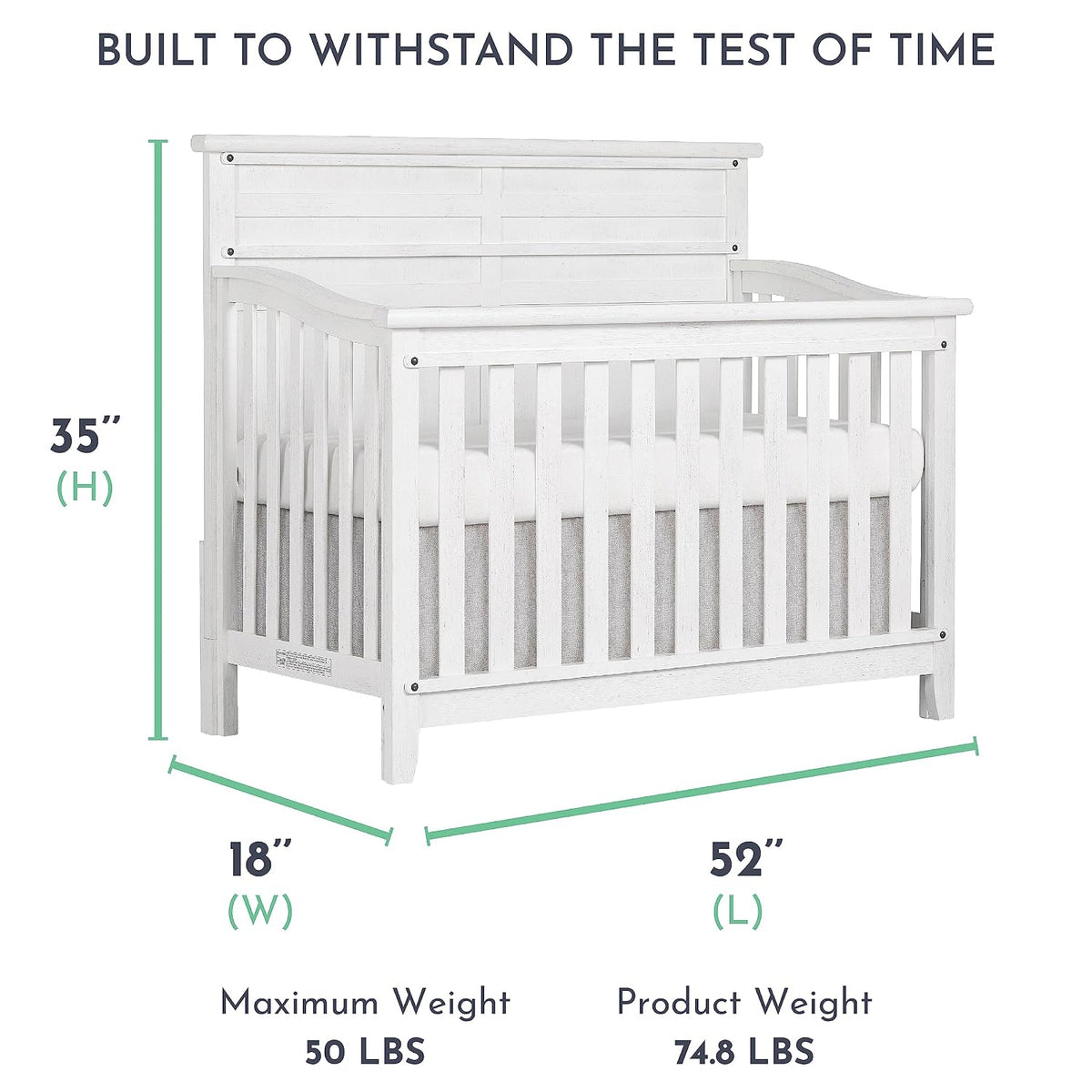 Evolur Andorra 5-in-1 Convertible Crib in Weathered White