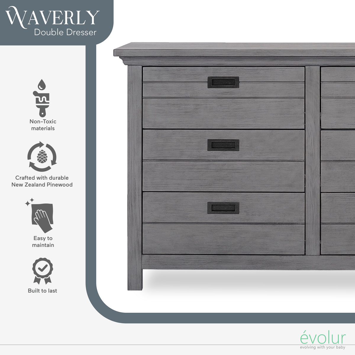 Evolur Waverly Rustic Grey 3-Piece Rustic Charm Nursery Bundle
