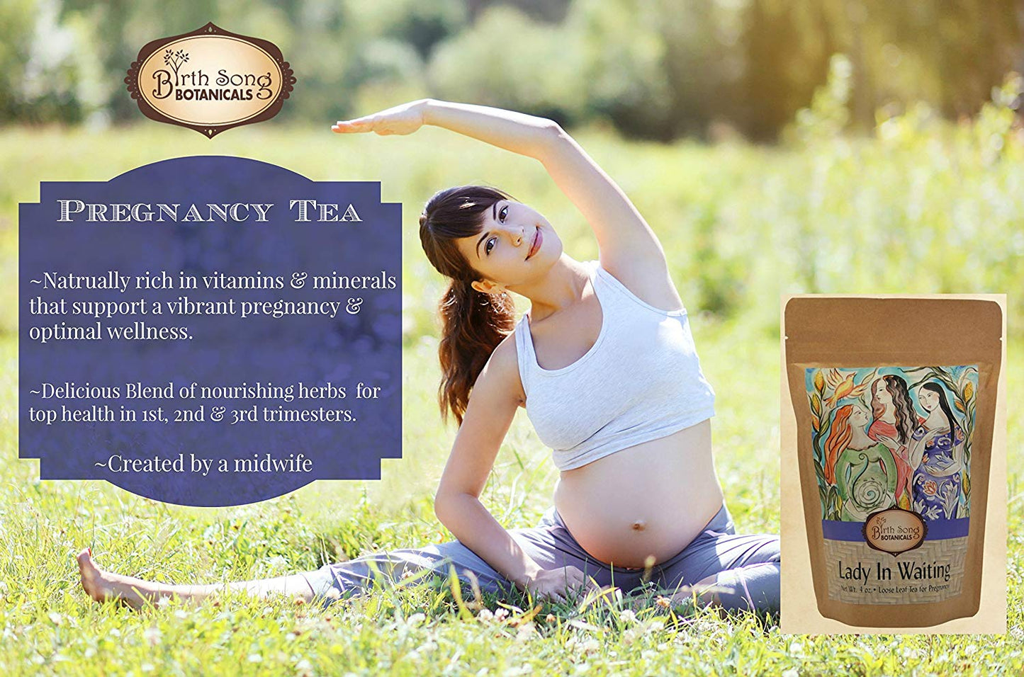 Birth Song Botanicals Co. Lady in Waiting- Herbal Pregnancy Tea with Red Raspberry Leaf 3 oz.