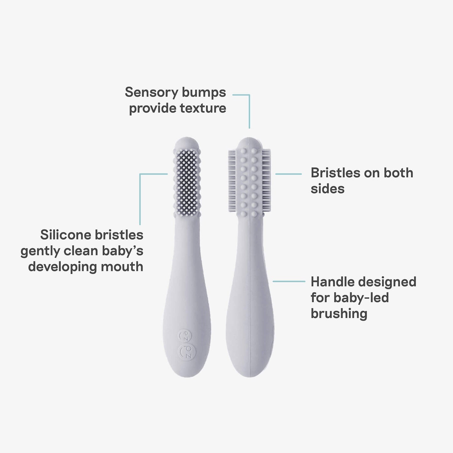 ezpz Baby-Led™ Toothbrush + Tongue Depressor in Pewter